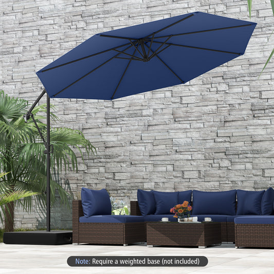 10 Feet Offset Hanging Umbrella With Base, Infinite Tilt, Navy Outdoor Umbrellas Navy at Gallery Canada