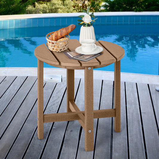 Set Of 2 18 Inch Round Weather-Resistant Adirondack Side Tables, Brown Patio Coffee Tables Brown at Gallery Canada
