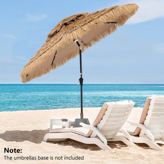 9 Feet Solar Powered Tiki Patio Umbrella With Led Lights, Natural