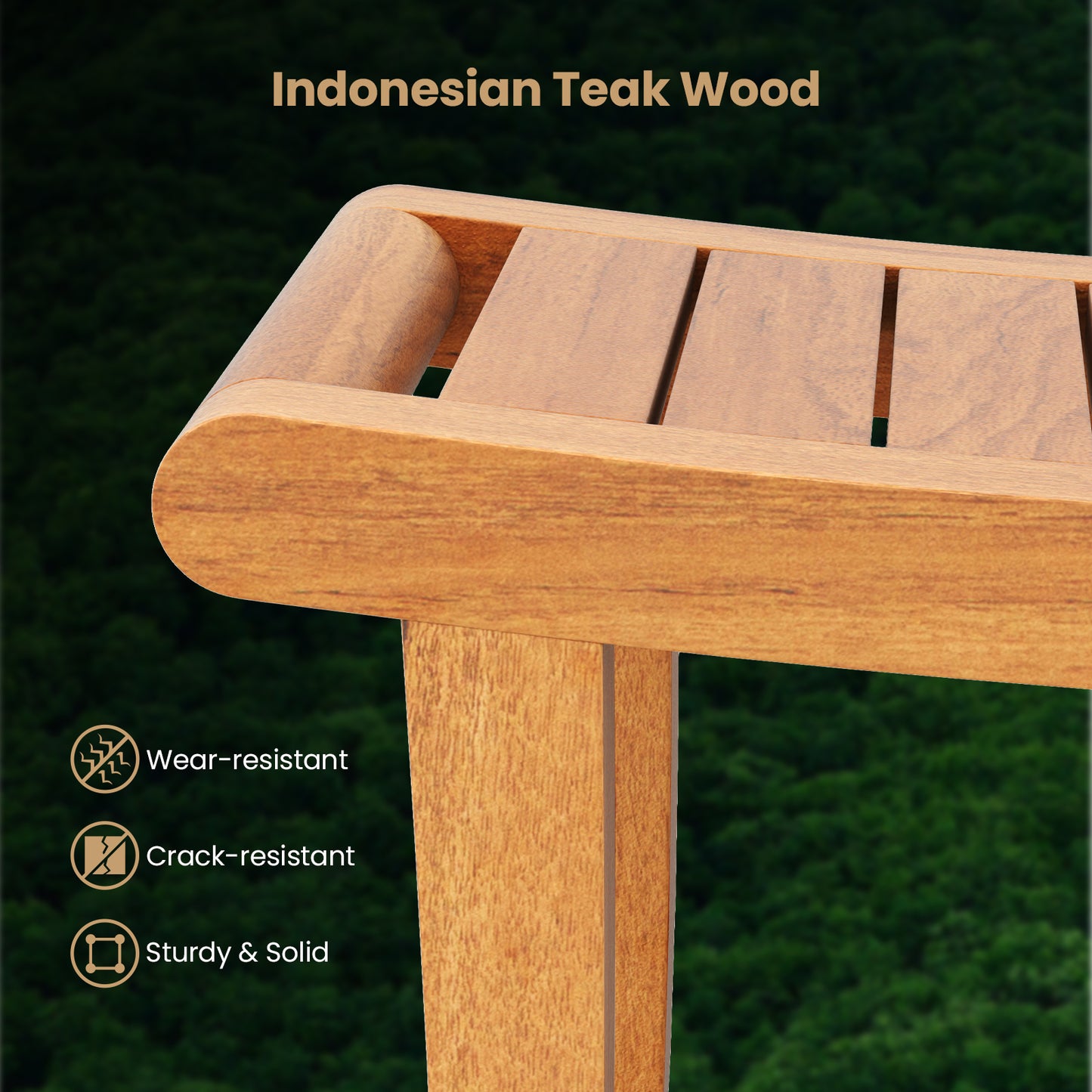 30 Inches Large Teak Shower Stool with Storage Shelf and Non-slip Footpads, Natural Bath Safety at Gallery Canada