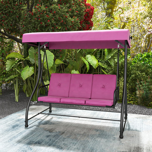 3 Seat Outdoor Porch Swing, Adjustable Canopy, Wine Porch Swings Wine at Gallery Canada