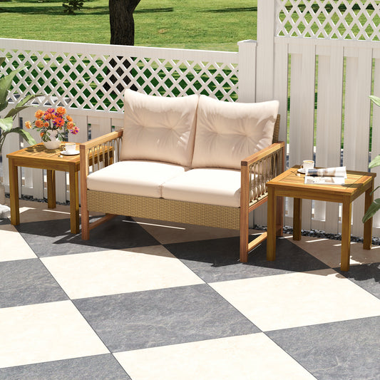 Outdoor Side Table Teak Wood End Table Square Patio Snack Coffee Table, Natural Patio Coffee Tables Natural at Gallery Canada