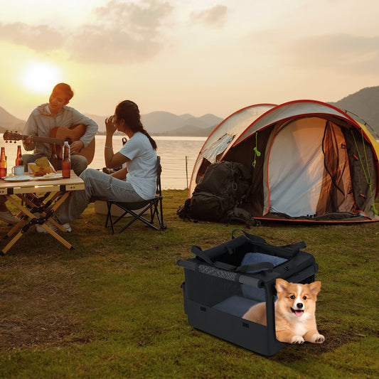Portable Foldable Pet Carrier, 2 Openings, Comfy Cushion, S, Black Dog Supplies Black at Gallery Canada