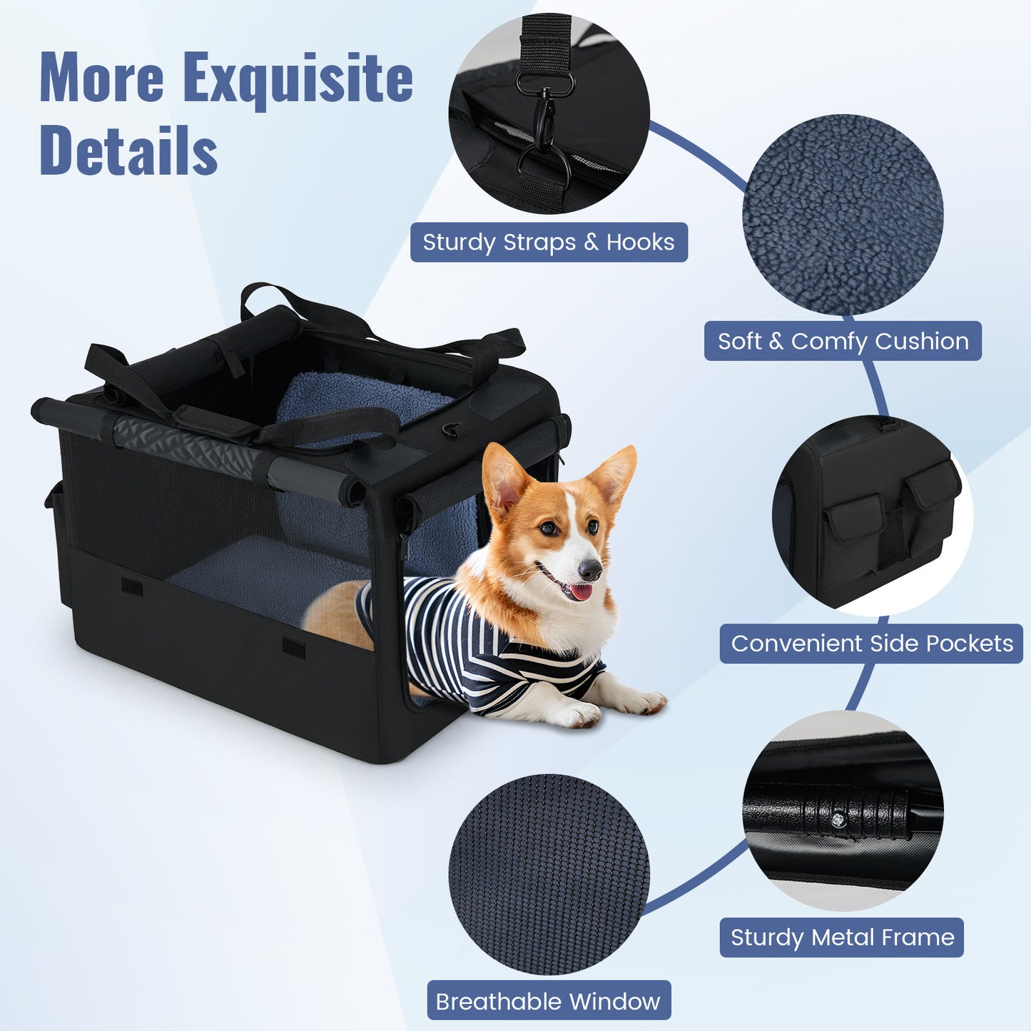 Portable Foldable Pet Carrier, 2 Openings, Comfy Cushion, S, Black Dog Supplies at Gallery Canada