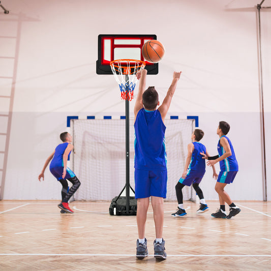 Portable Basketball Hoop, 4.3-8.2 FT Adjustable Height, Wheels, Black Red Sport Equipments Black & Red at Gallery Canada