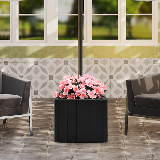 2-in-1 Outdoor Umbrella Base Planter Patio Umbrella Stand with Flower Box, Black Outdoor Umbrella Bases Black at Gallery Canada