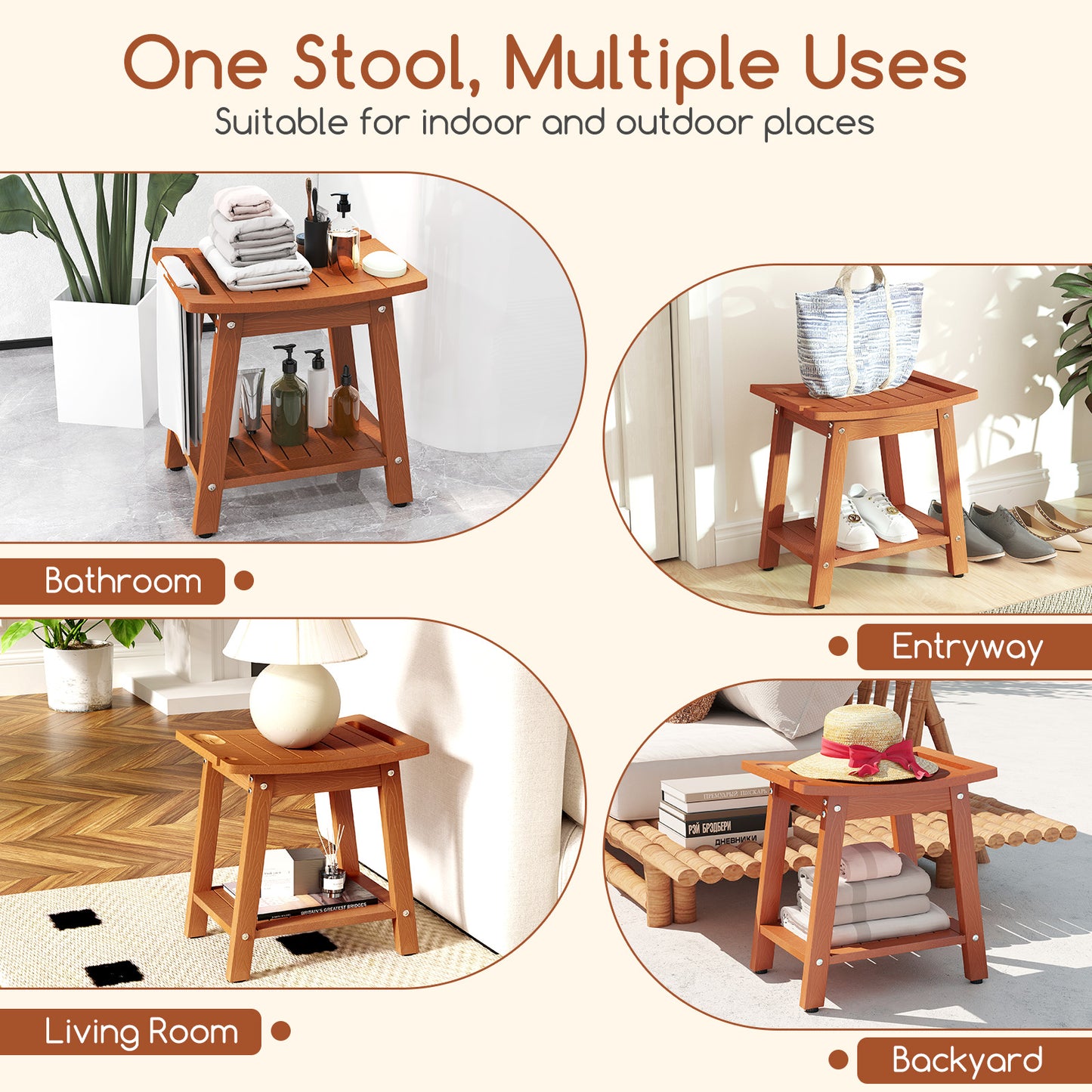 Shower Bench Seat With Handle, Brown Bath Safety at Gallery Canada