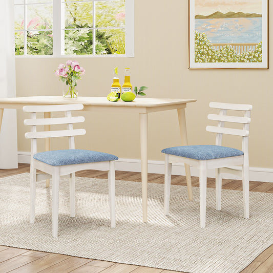 Fabric Kitchen Side Chairs with Rubber Wood Frame and Padded Seat, White Dining Chairs White at Gallery Canada