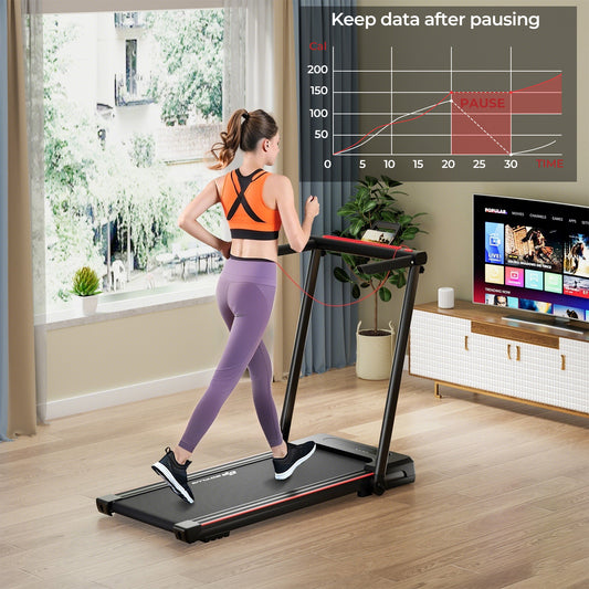 3-In-1 Folding Treadmill With Large Desk, LCD Display, Black Treadmills Black at Gallery Canada
