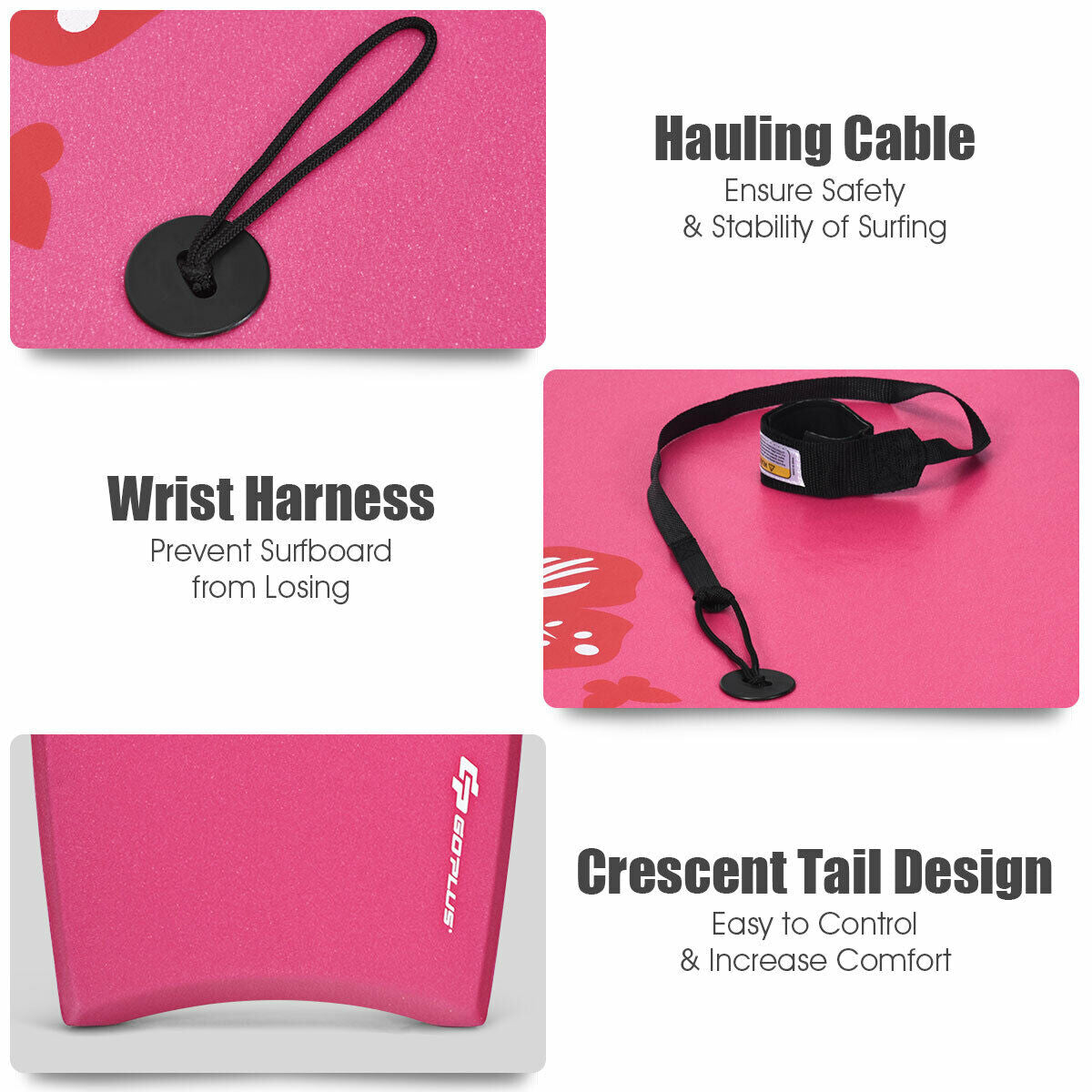 Lightweight Bodyboard, EPS Core, IXPE-M, Pink Surfing at Gallery Canada