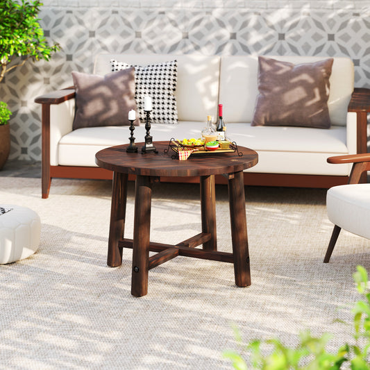 Patio End Table with Solid Wood Structure for Garden Deck Poolside and Indoors, Brown Patio Coffee Tables Brown at Gallery Canada