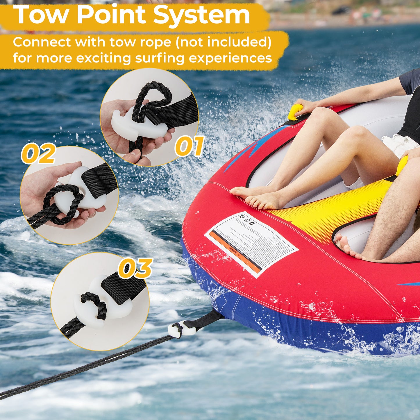 Inflatable Towable Tube, 1 or 2 Person, For Boating, With Drainage Water Sports at Gallery Canada