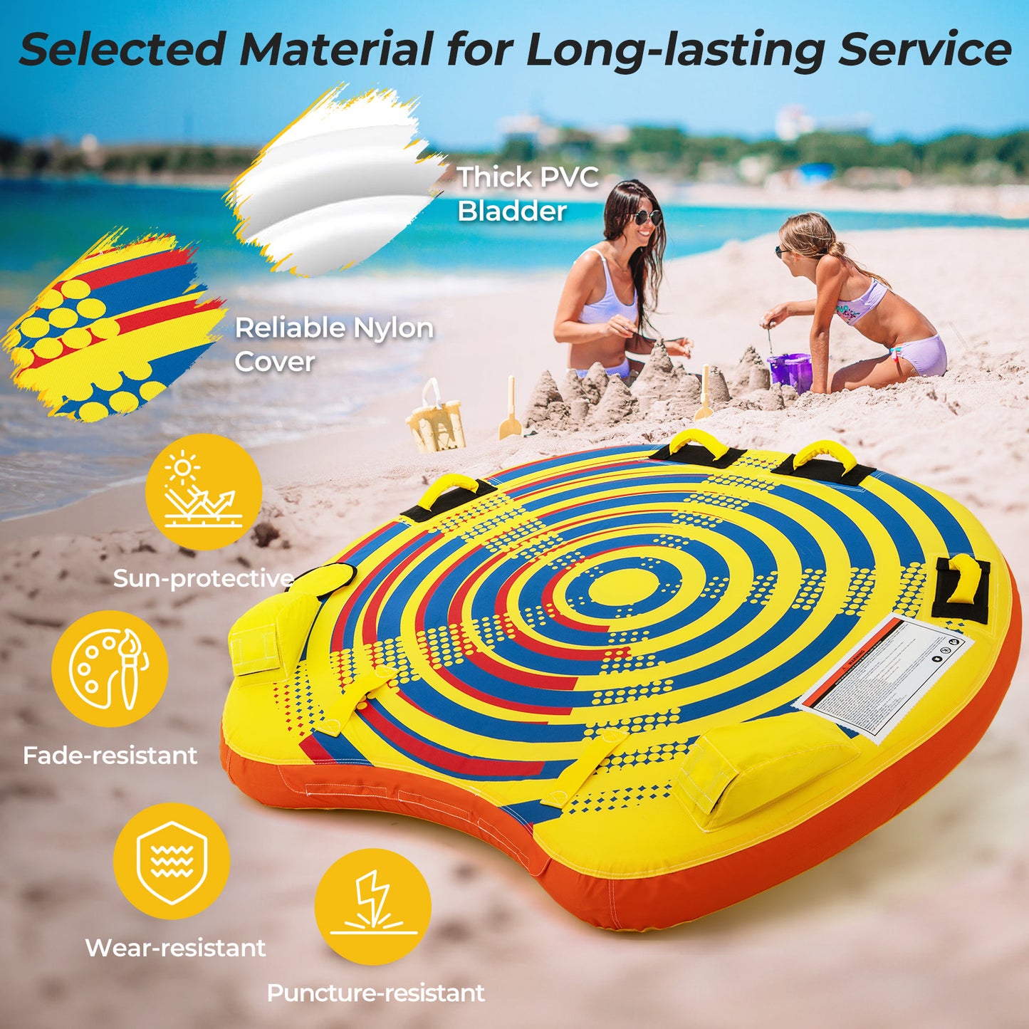 1 or 2 Person Inflatable Towable Tube, Quick Connector Water Sports at Gallery Canada