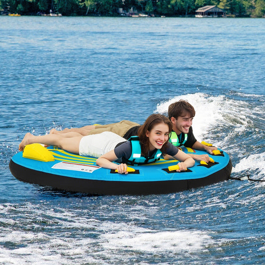 3-Person Inflatable Boat Tube Towable Platform, Double Valves