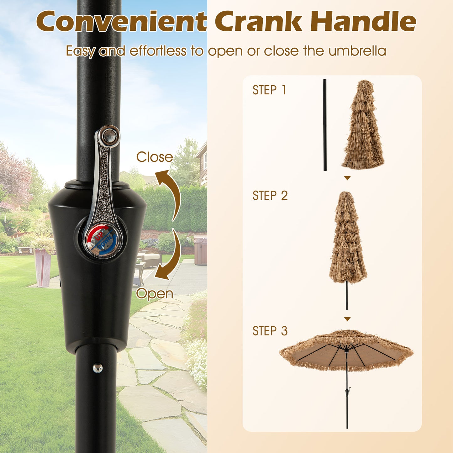 10 Feet Hawaiian Solar Lighted Tiki Patio Umbrella Outdoor Umbrellas at Gallery Canada
