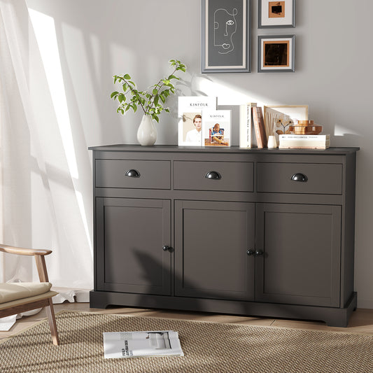 3 Drawer Sideboard Buffet, Adjustable Shelves, Brown Sideboards Cabinets & Buffets Brown at Gallery Canada