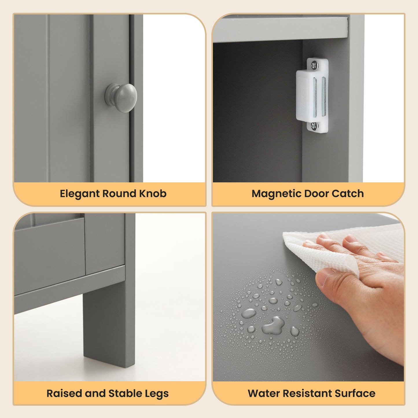Freestanding Adjustable Shelf Bathroom Storage Cabinet, Gray Floor Cabinets at Gallery Canada