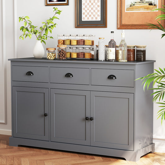 3 Drawers Sideboard Buffet Storage, Adjustable Shelves, Gray Sideboards Cabinets & Buffets Gray at Gallery Canada