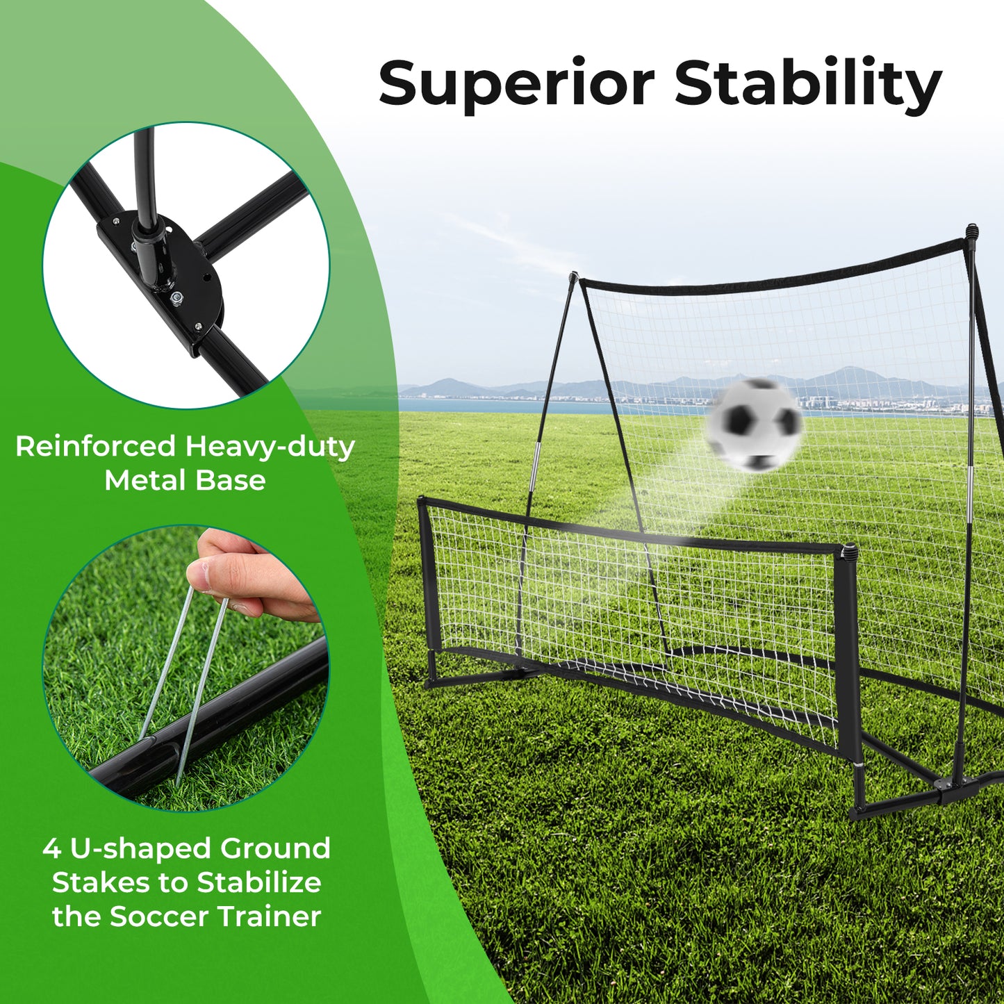 2-in-1 Portable Soccer Rebounder Net with Carrying Bag, Black Sport Equipments at Gallery Canada