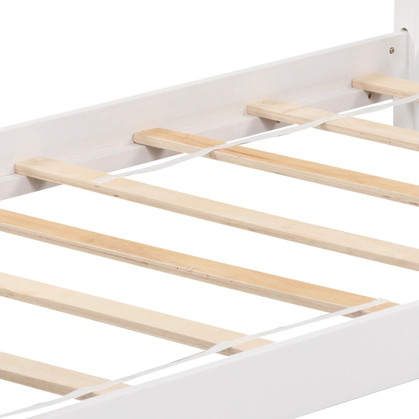 Twin Size Wooden House Bed with Roof, White Simple Bed Frame at Gallery Canada