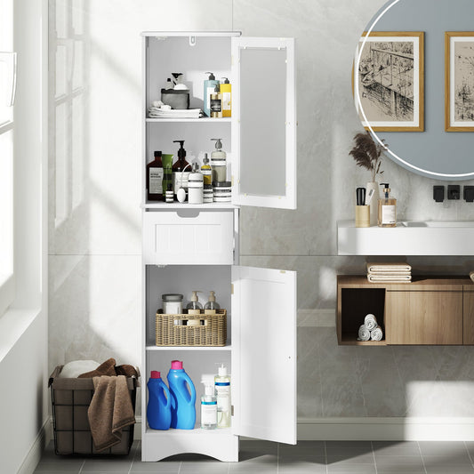 Tall Floor Storage Cabinet, 2 Doors 1 Drawer, White Floor Cabinets White at Gallery Canada