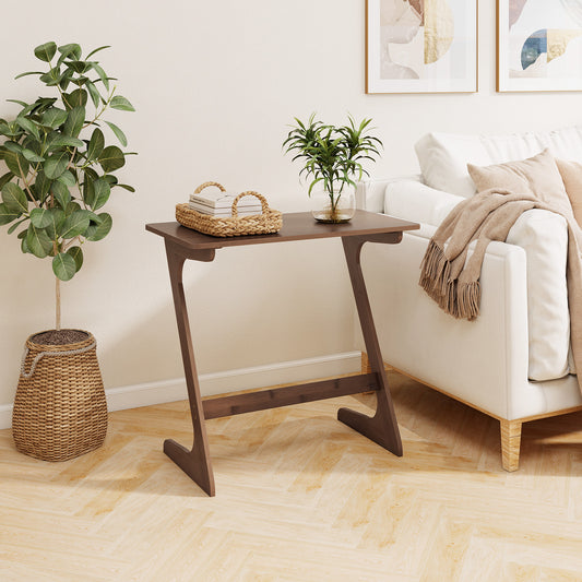 Bamboo Z-Shaped Spacious Sofa Side Table with Space-Saving Tabletop, Coffee End & Side Tables Coffee at Gallery Canada