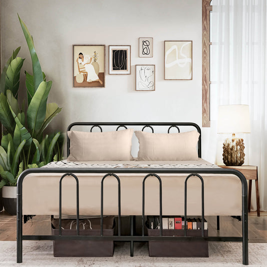 Full Queen Size Metal Bed Frame, Headboard Footboard, Black Simple Bed Frame Black at Gallery Canada