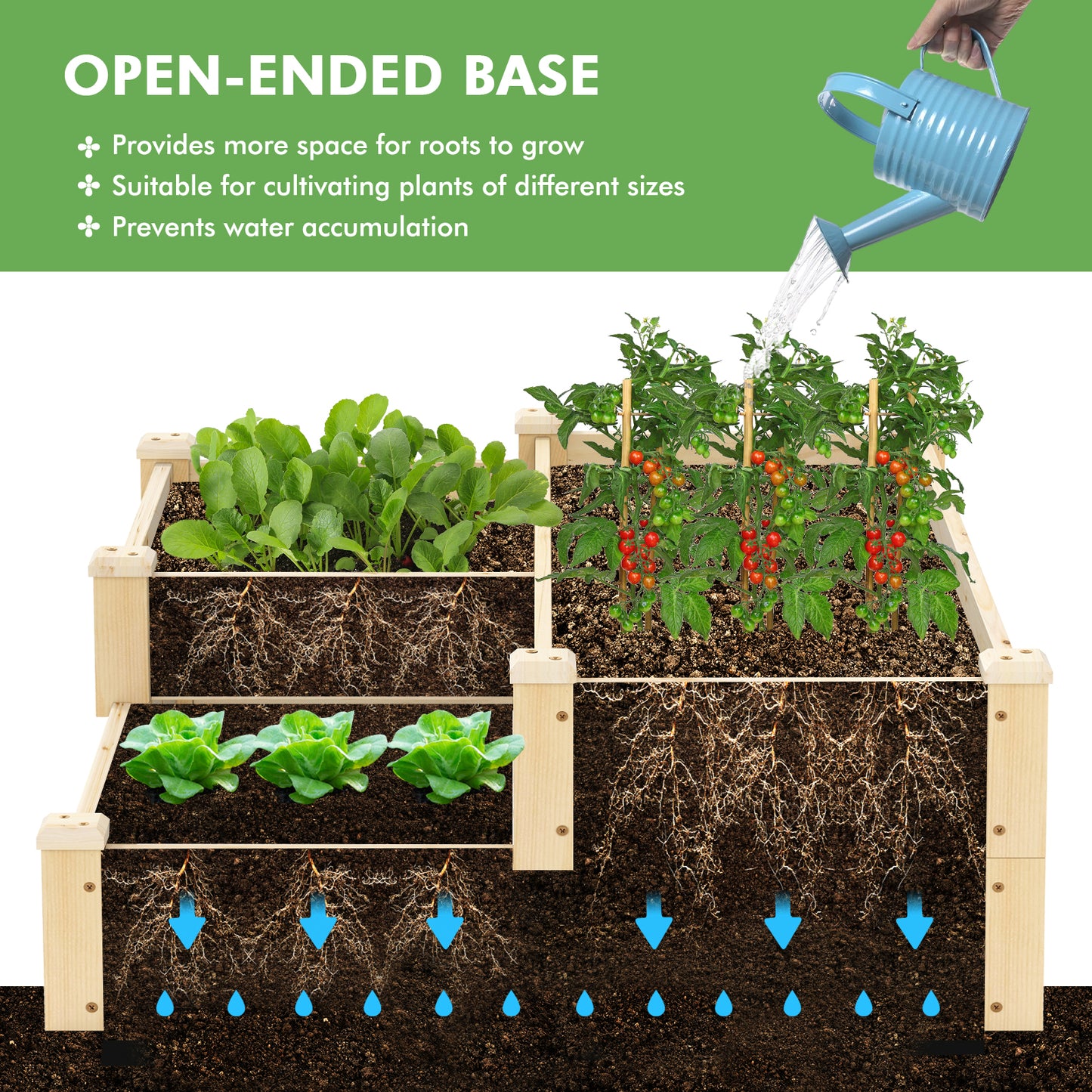 3-Tier Wooden Raised Garden Bed, Natural Raised Garden Beds at Gallery Canada