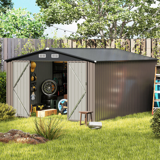 10 x 14 FT Outdoor Storage Shed, Windproof Metal Structure, Gray Sheds & Outdoor Storage Gray at Gallery Canada