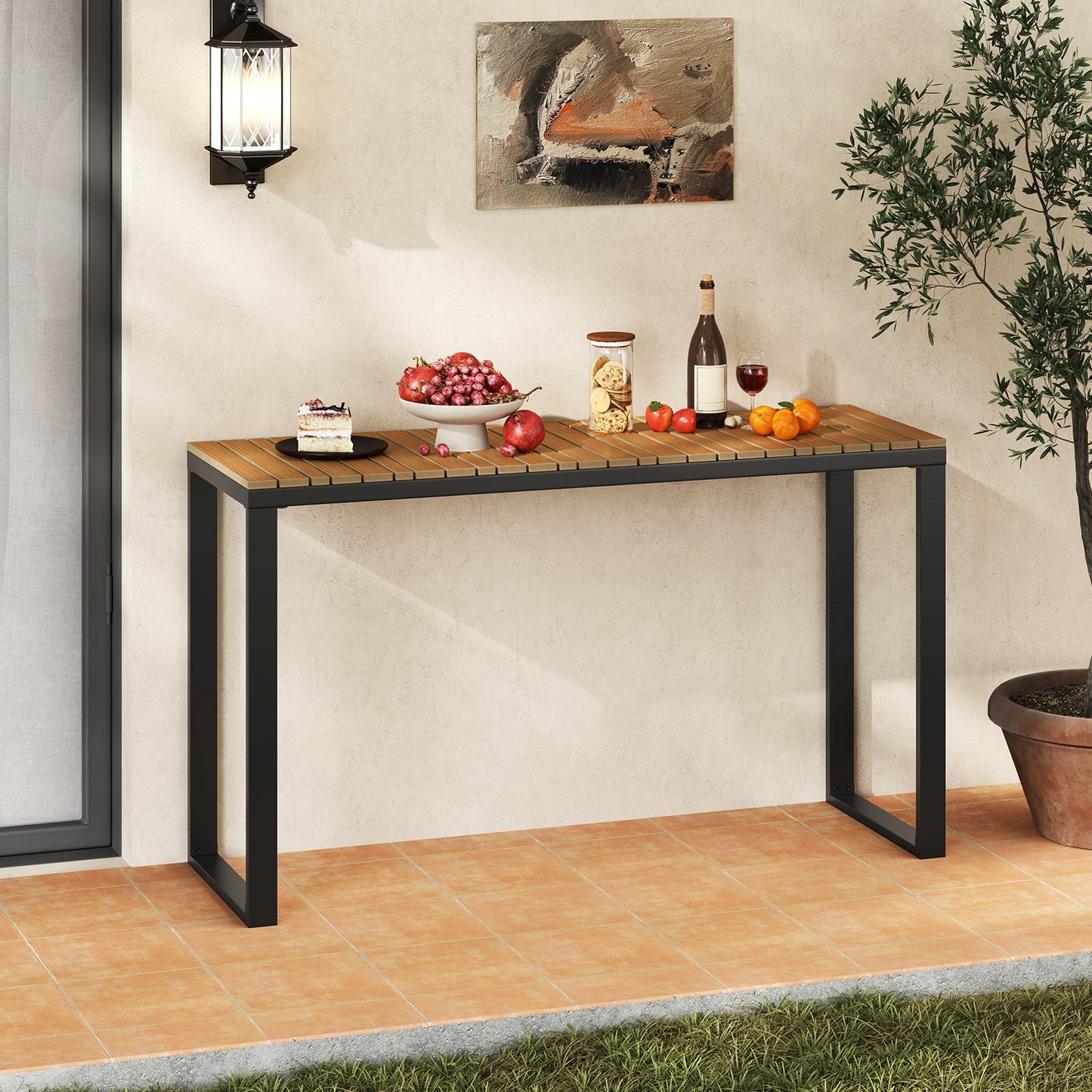 Outdoor Rectangle Console Table, WPC Tabletop Patio Dining Tables at Gallery Canada