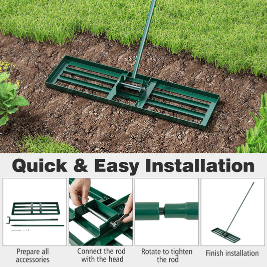 36 x 10 Inch Lawn Leveling Rake, Ergonomic Handle, Green Garden Tools Green at Gallery Canada