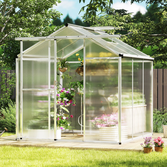 Large Walk-in Green House with Rain Gutters and Polycarbonate Panels-6 FT, Silver Greenhouses Silver at Gallery Canada