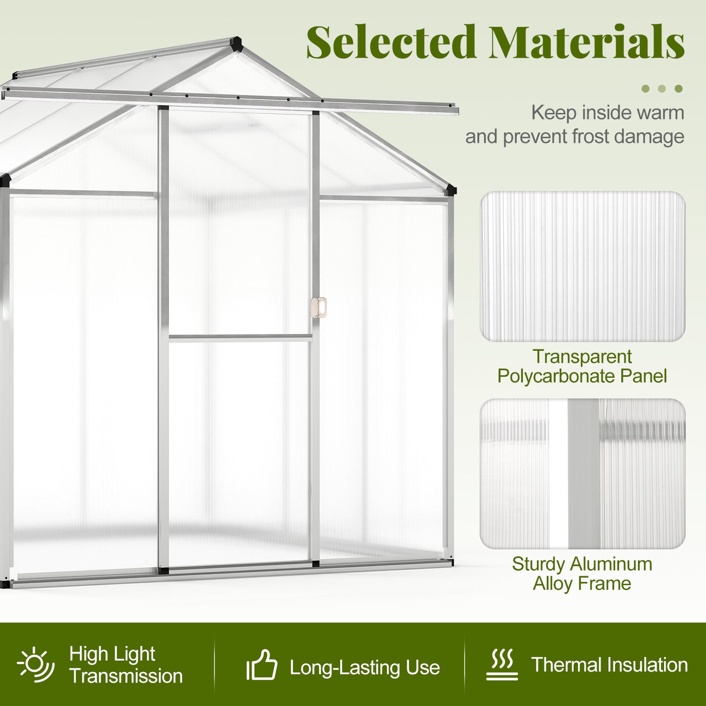Large Walk-in Green House with Rain Gutters and Polycarbonate Panels-6 FT, Silver Greenhouses at Gallery Canada
