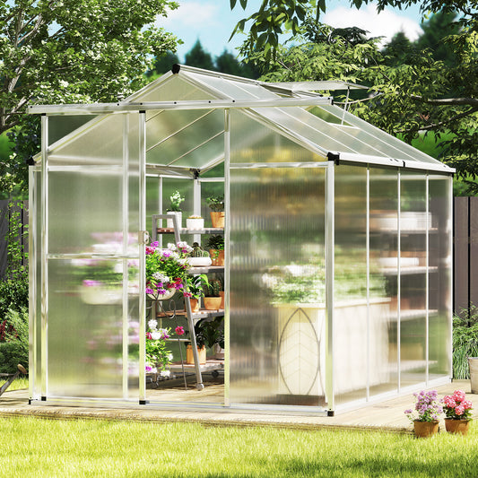 Large Walk-In Greenhouse, 8 FT, Polycarbonate Panels, Silver Greenhouses Silver at Gallery Canada