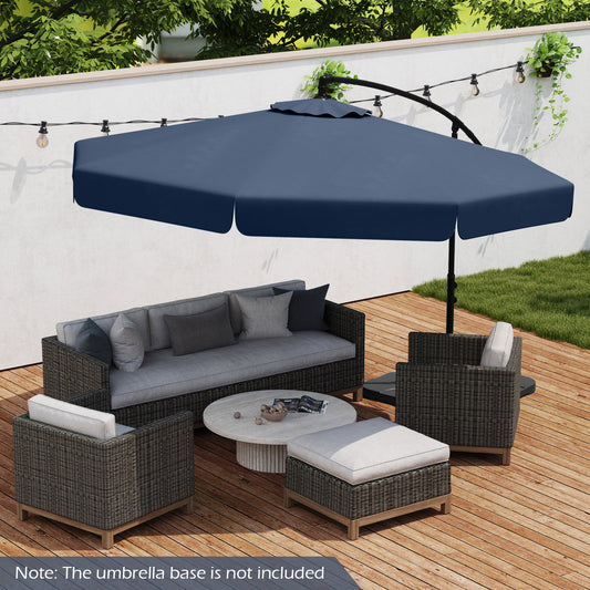 10 Feet Patio Cantilever Umbrella, Tilt Adjustment, Ruffled Edge, Navy Outdoor Umbrellas Navy at Gallery Canada