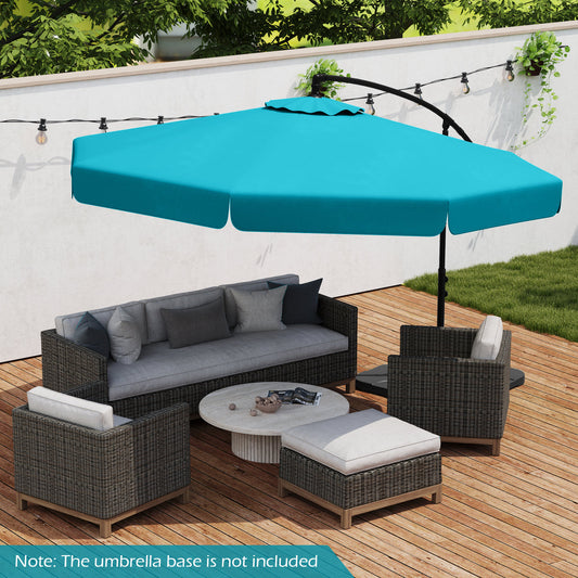 10 Feet Patio Cantilever Umbrella, Tilt Adjustment, Ruffled Edge, Turquoise Outdoor Umbrellas Turquoise at Gallery Canada