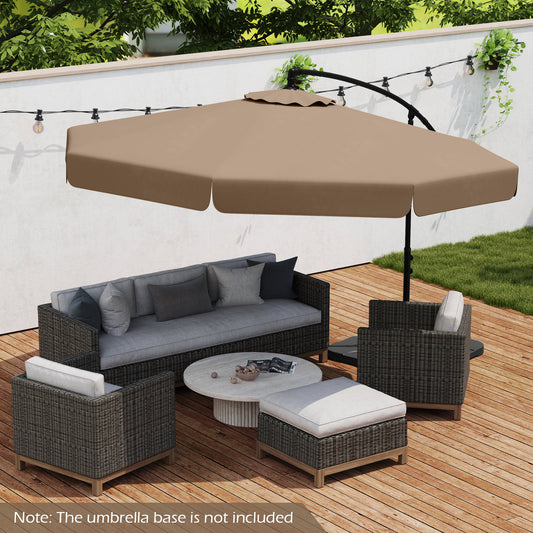 10 Feet Patio Cantilever Umbrella, Tilt Adjustment, Ruffled Edge, Taupe Outdoor Umbrellas Taupe at Gallery Canada