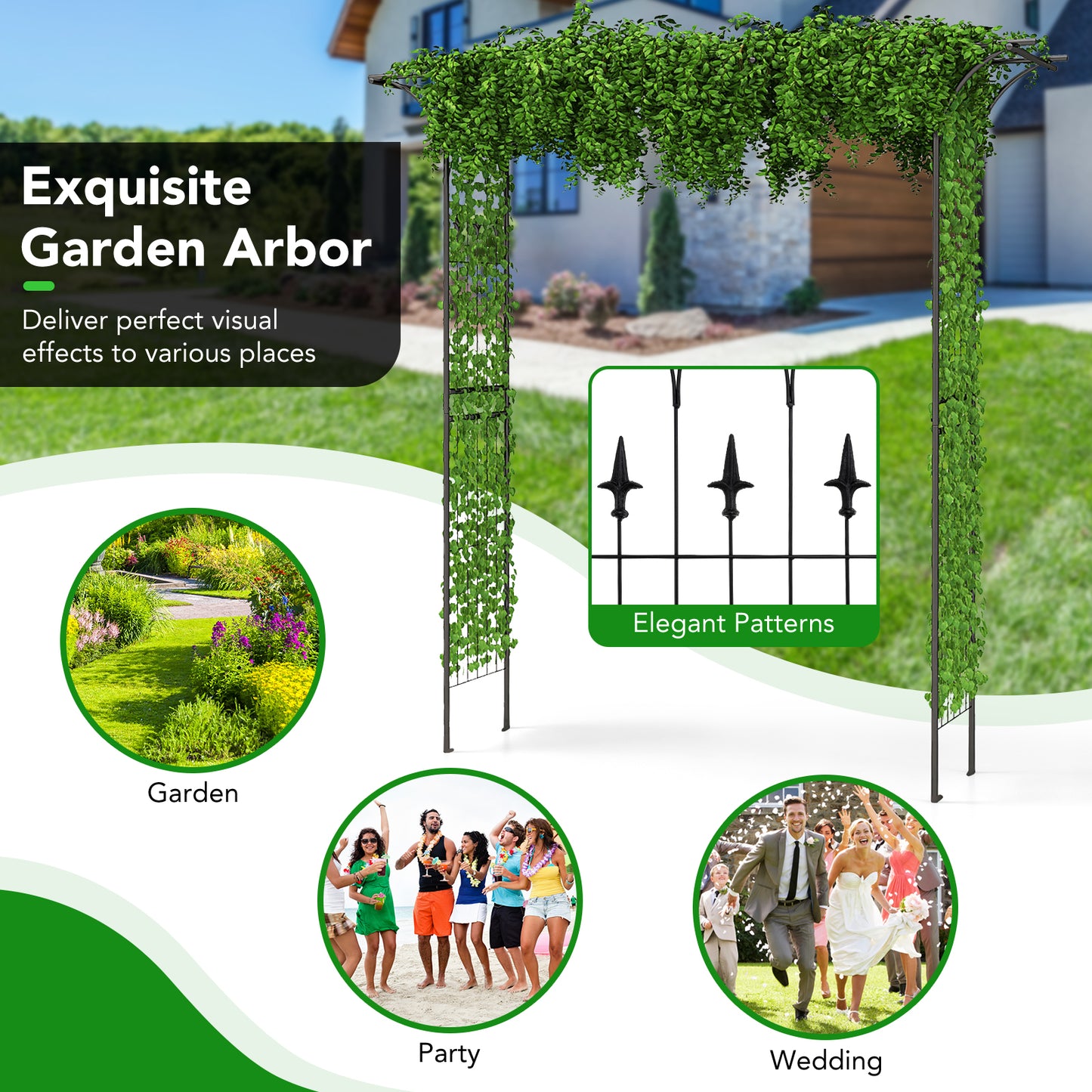81 x 20 Inch Metal Garden Arch for Various Climbing Plant, Black Outdoor Decor at Gallery Canada