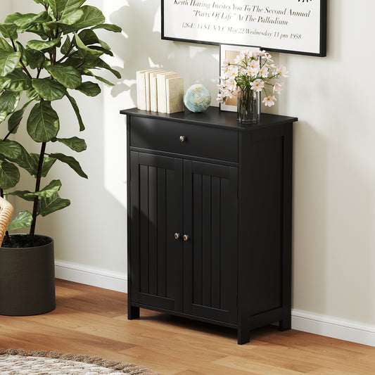 Freestanding Bathroom Floor Cabinet, 2 Doors, Black Floor Cabinets Black at Gallery Canada
