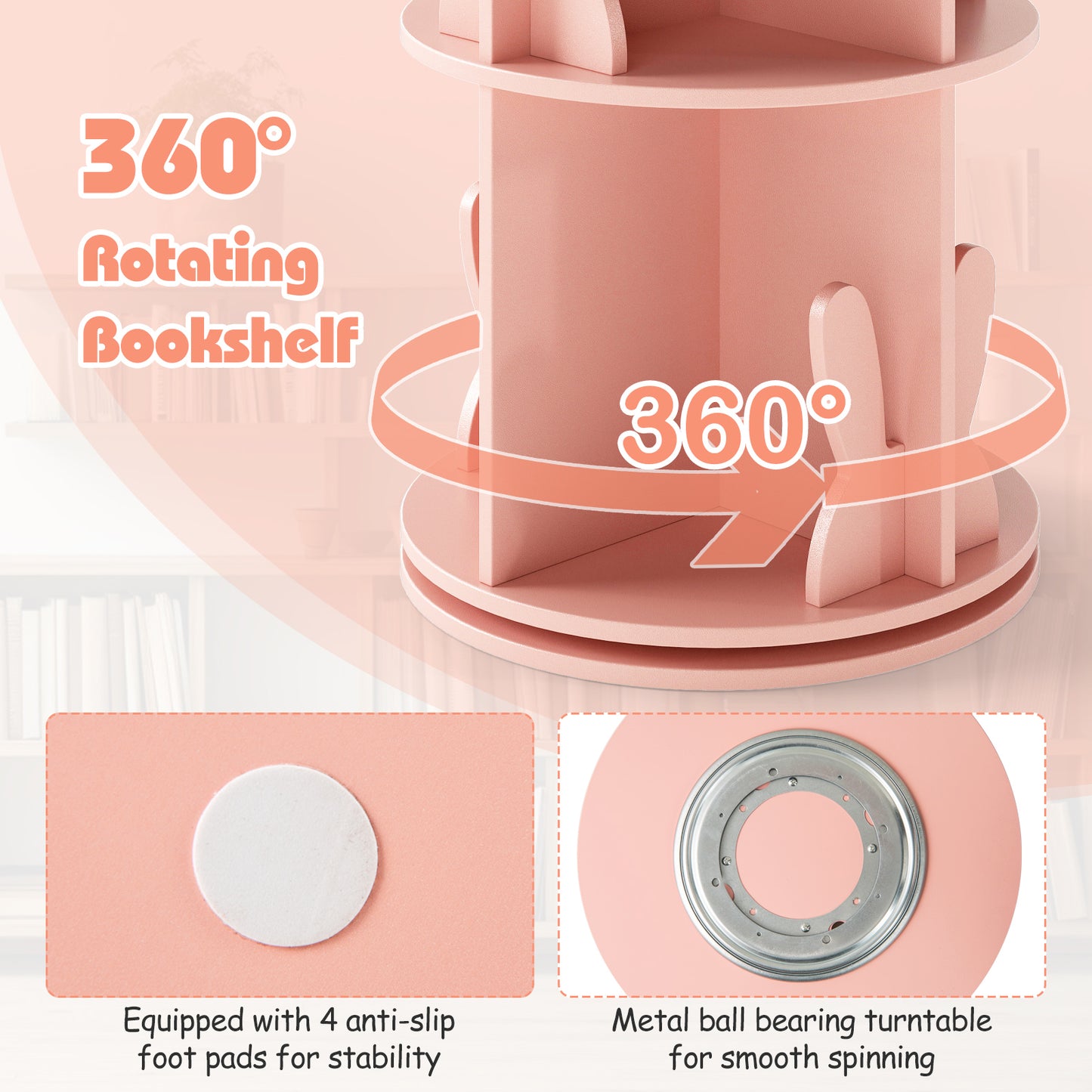 2 Tier Kids Rotating Bookshelf, Pink Kids Storage at Gallery Canada