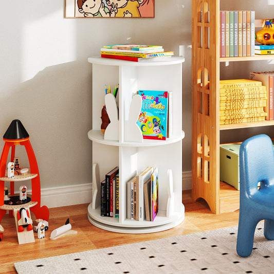 2 Tier Kids Rotating Bookshelf, White Kids Storage White at Gallery Canada