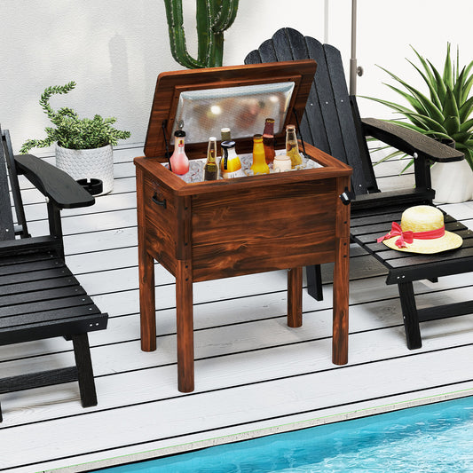 Wooden Patio Cooler, 3 Handles, Bottle Opener, Brown Coolers Brown at Gallery Canada