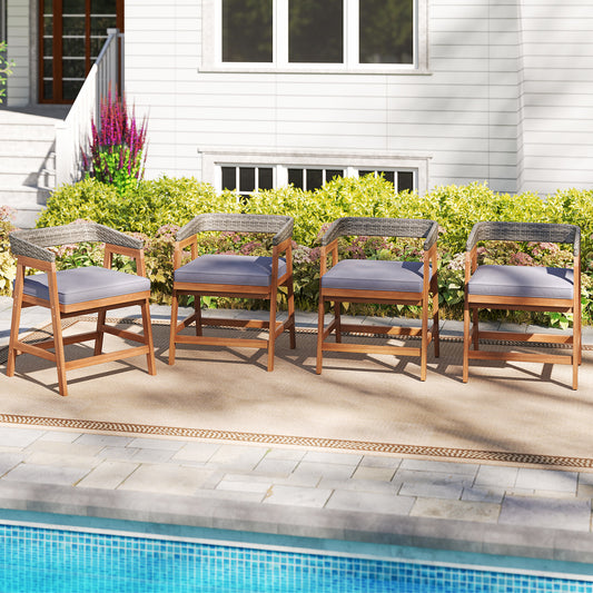 Acacia Wood Patio Dining Chairs Set of 4, Gray Patio Dining Chairs Gray at Gallery Canada