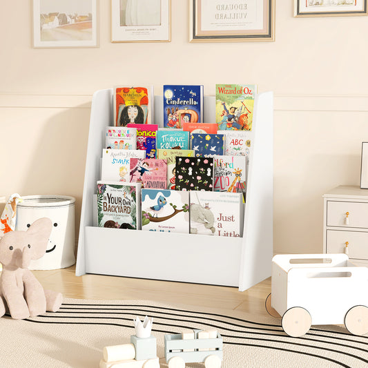 4-Tier Kids Bookshelf with Deep Compartments for Bedroom, White Kids Storage White at Gallery Canada