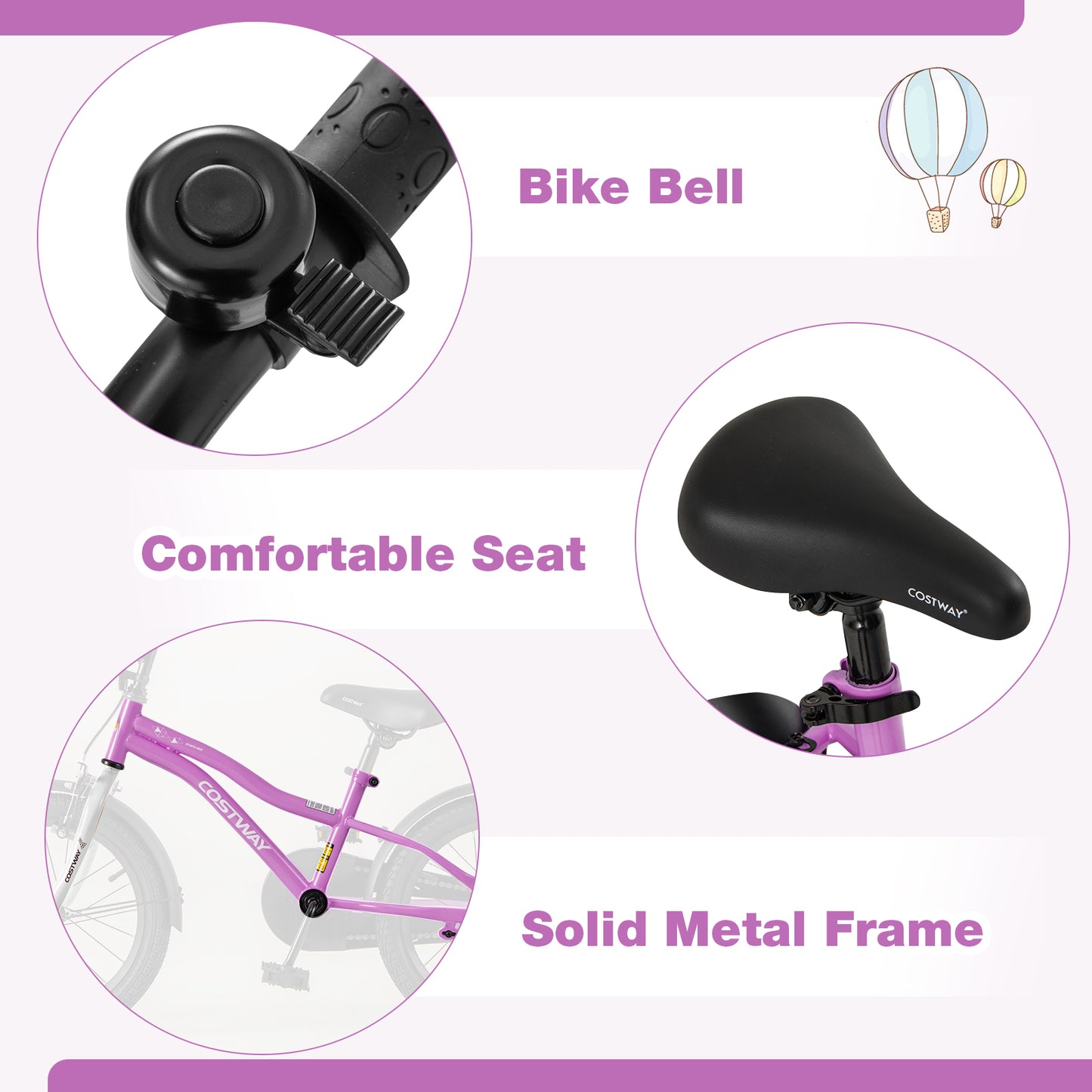 16-Inch Kids Bike, Training Bicycle For 4-7 Years Old, Purple Kids Bike at Gallery Canada