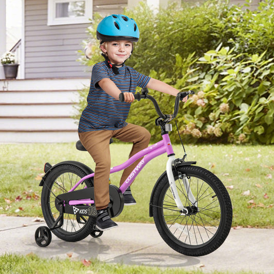 Kids Bike, 18-Inch, Training Bicycle With 2 Brakes, Purple