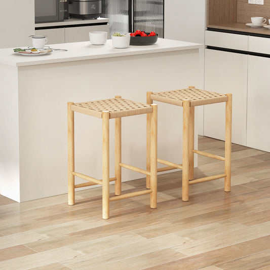 26 Inch Dining Bar Stool Set Of 2, Natural Bar Stools Natural at Gallery Canada