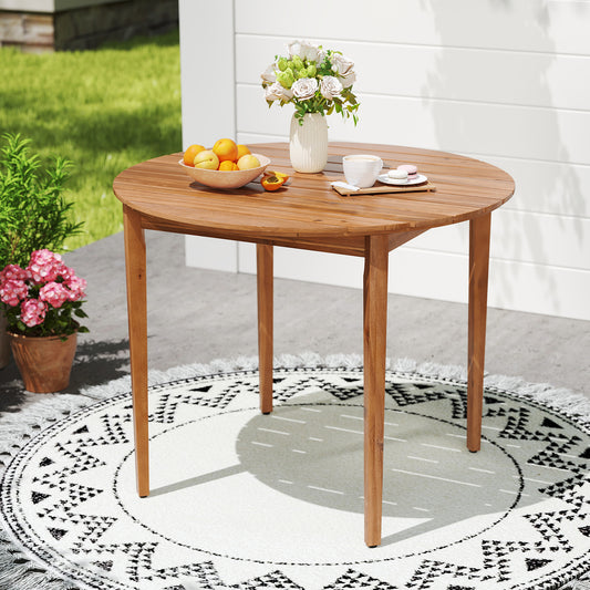 36 Inch Acacia Wood Round Outdoor Dining Table, For 4 People, Natural