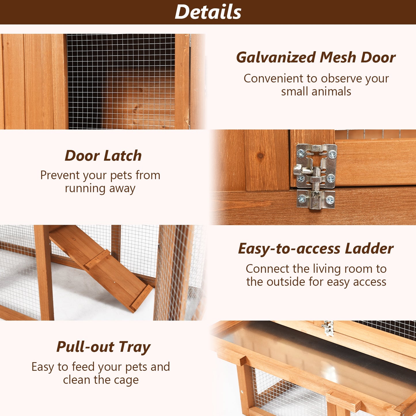 58 Inch Weatherproof Wooden Rabbit Hutch, Natural Rabbit Hutches at Gallery Canada