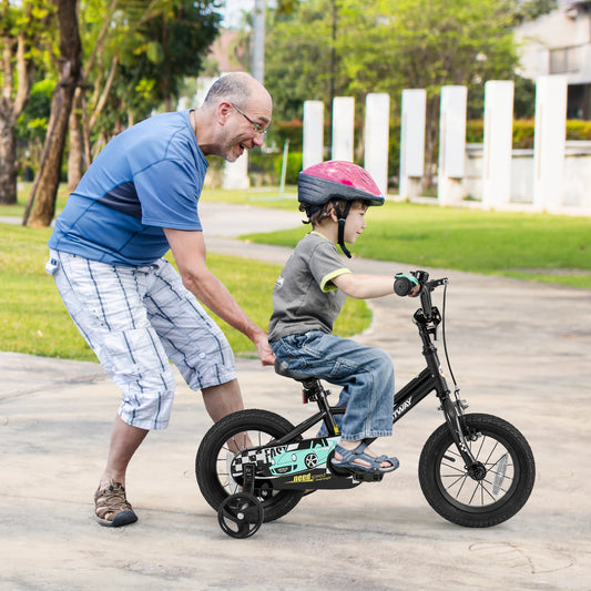 12 Inch Kids Bike, Adjustable For 3-4 Years, Low-Step Frame, Black Kids Bike Black at Gallery Canada